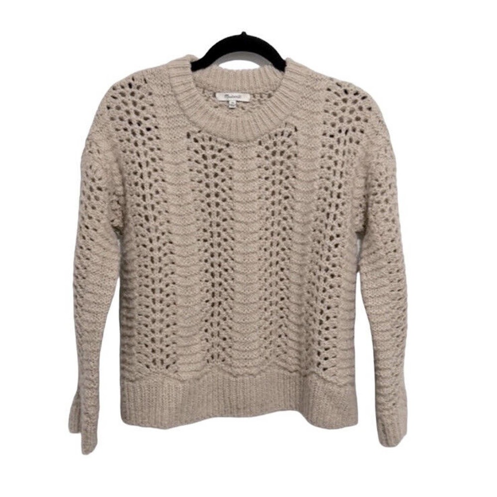 Madewell Windemere Pointelle Open Knit Pullover Sweater